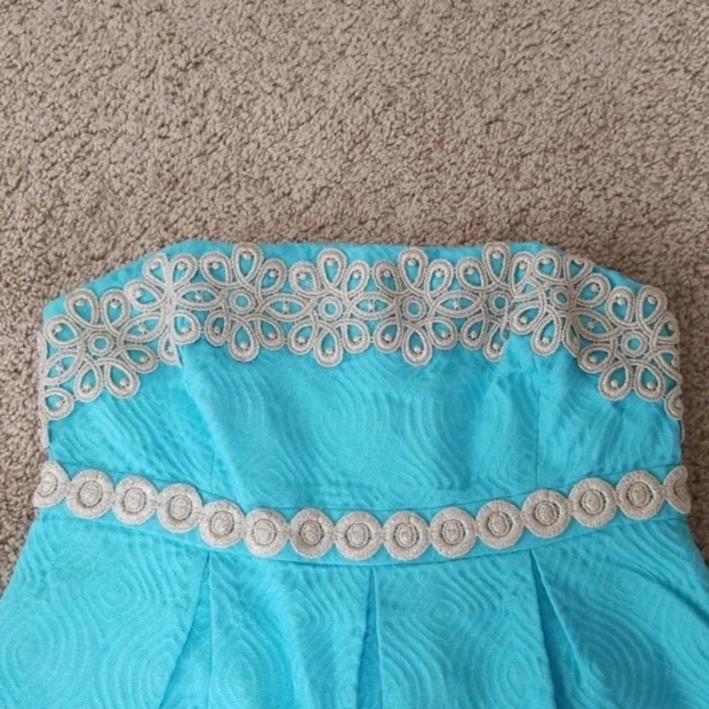LILLY PULITZER Blue Strapless Size 2 Dress - Picture 2 of 7